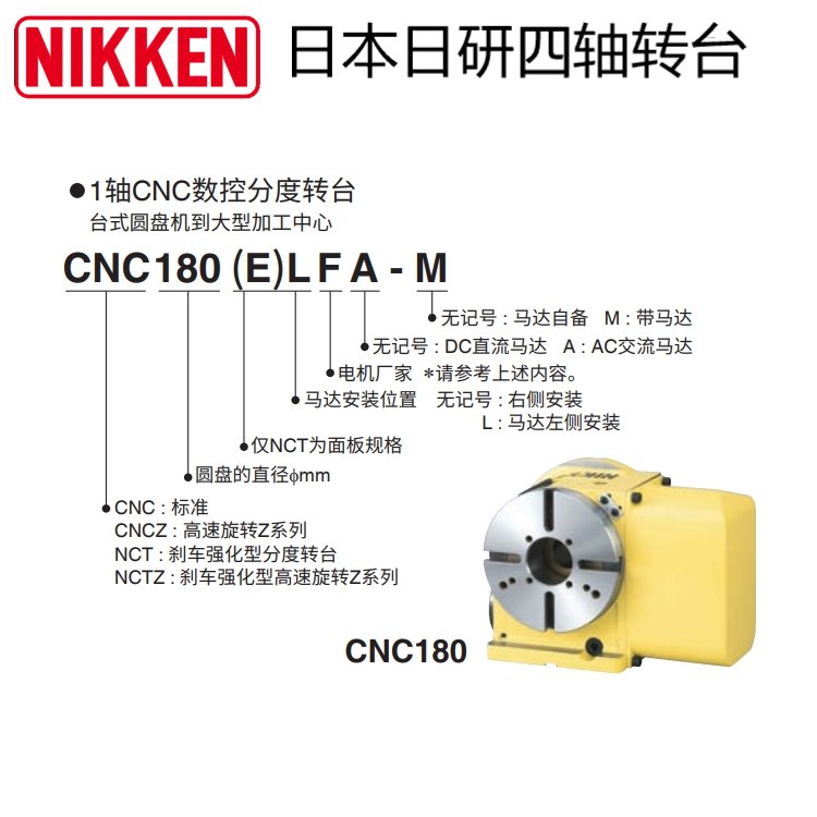 日本日研四軸分度盤CNC180(E)LFA-M轉(zhuǎn)臺(tái)分度盤維修銷售