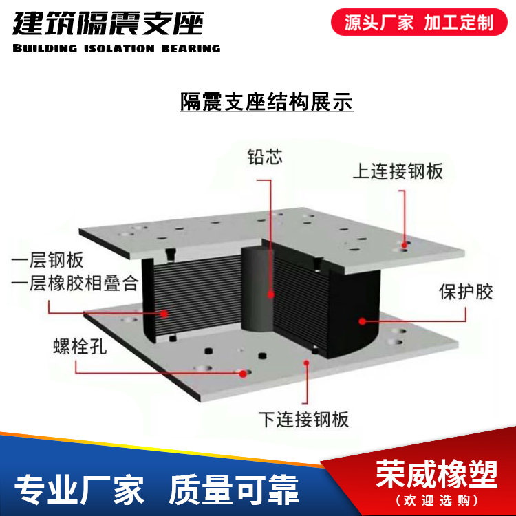 鋼結(jié)構(gòu)建筑隔震支座、抗震支架加工定制廠家LRB\/LNR隔震橡膠支座