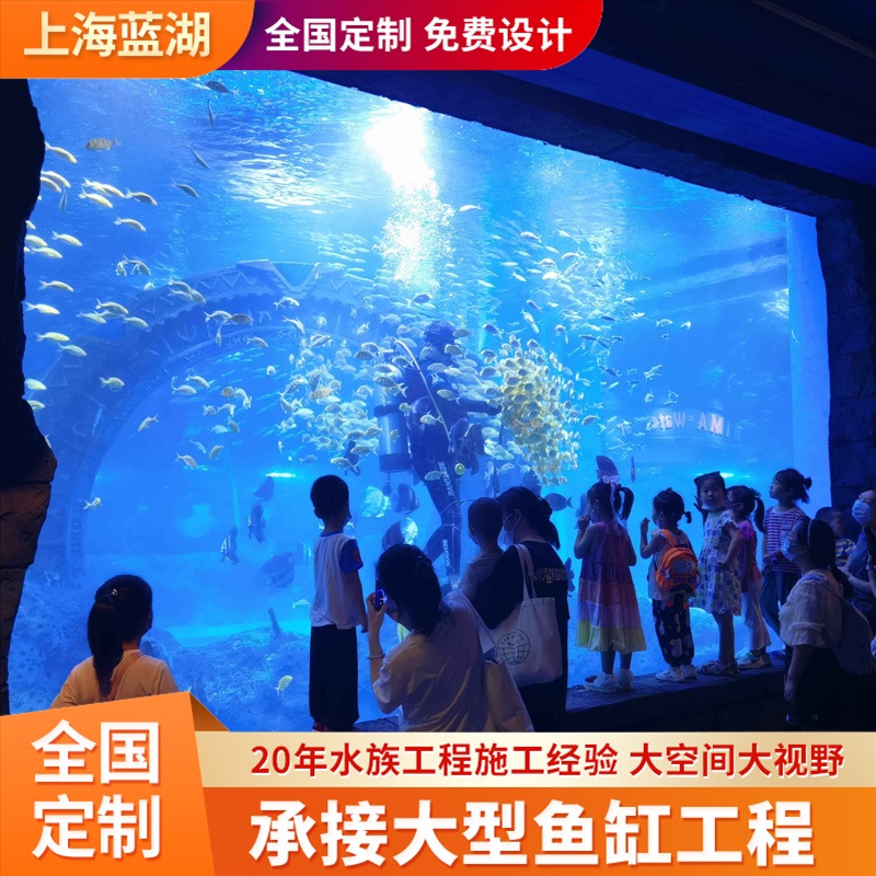 大型魚(yú)缸透明亞克力海洋世界生態(tài)觀賞水族養(yǎng)魚(yú)大缸藍(lán)湖專(zhuān)業(yè)定制