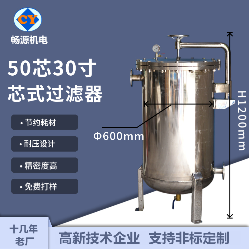 暢源機(jī)電50芯30寸保安芯式過(guò)濾器高壓不銹鋼水過(guò)濾廠(chǎng)家非標(biāo)定制