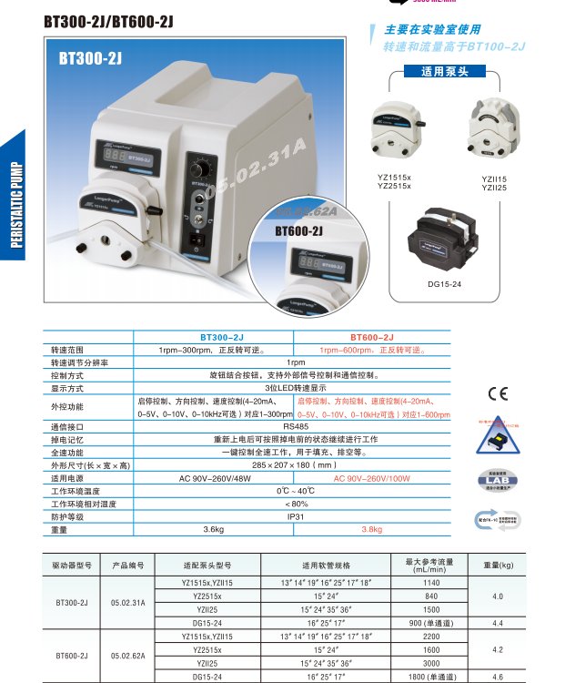 蘭格蠕動(dòng)泵BT600-2J配YZ1515X泵頭軟管泵規(guī)格現(xiàn)貨