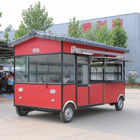 供應電動四輪油炸車流動美食餐車大量訂購批量餐飲車