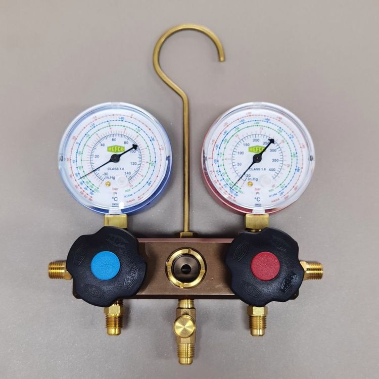原裝瑞士REFCO威科R410A復(fù)合雙頭空調(diào)加氟壓力表組加液冷媒加氟表