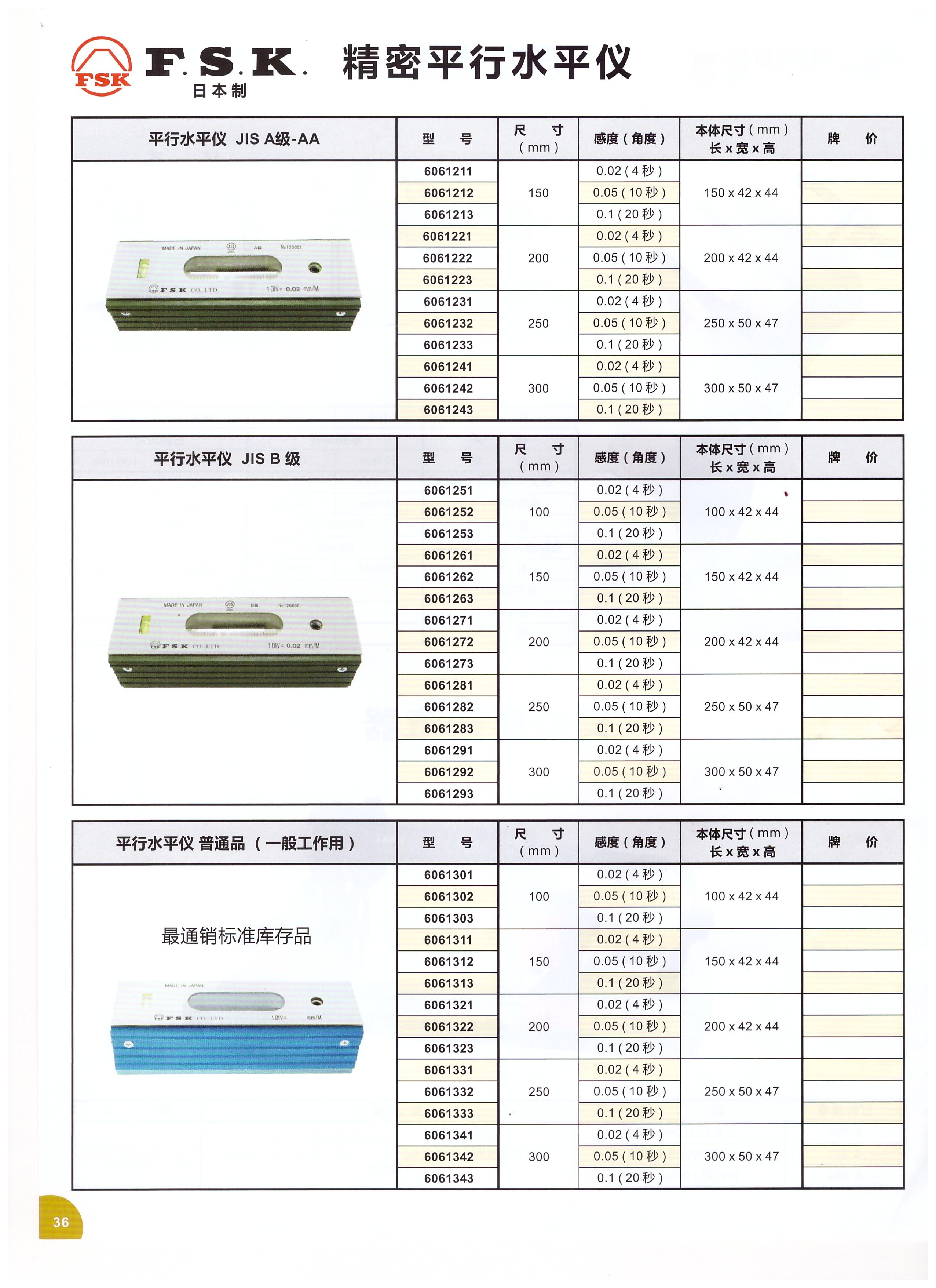 批發(fā)零售日本FSK富士牌條型水平儀300*0.02原裝正品