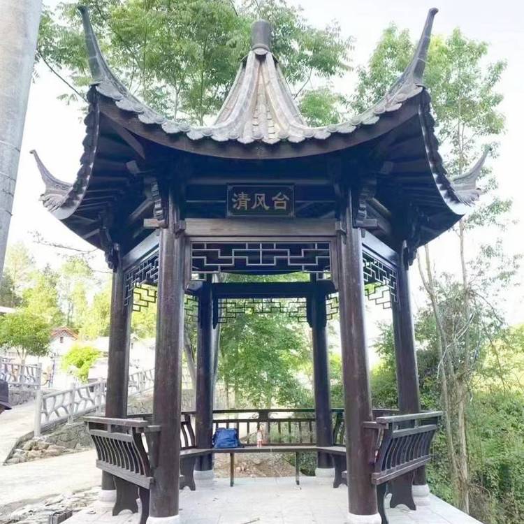 家用樹(shù)脂瓦涼亭六角涼亭古建四角涼亭防腐木戶外休閑涼亭子