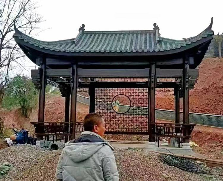 涼亭別墅庭院公園小區(qū)菠蘿格涼亭六角涼亭樹(shù)脂瓦古建涼亭