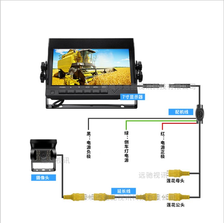 遠(yuǎn)馳客車，貨車7寸U型支架車載顯示器IPS全視角