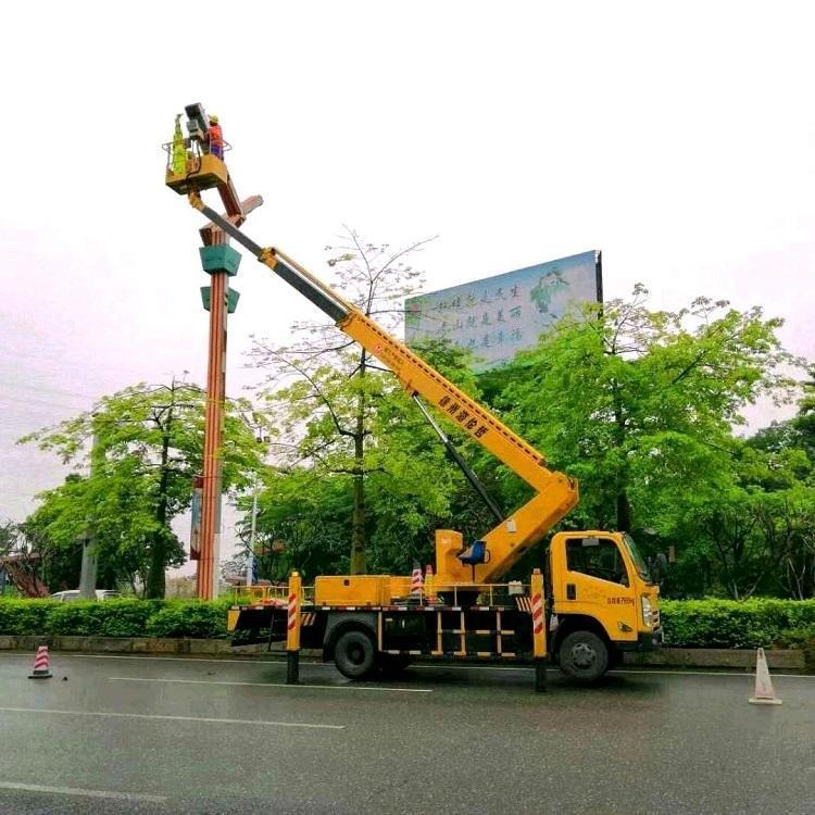 祥特廣州鐘落潭路燈車折疊臂22米登高車出租輔助路燈監(jiān)控安裝