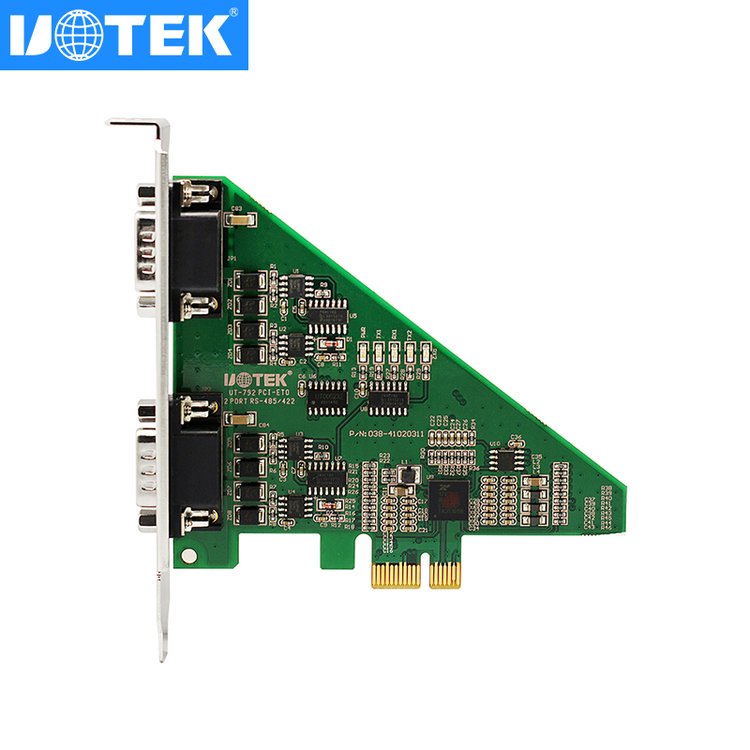 宇泰(UTEK)PCI-E轉(zhuǎn)2口RS485\/422串口卡9針com口擴展卡UT-792