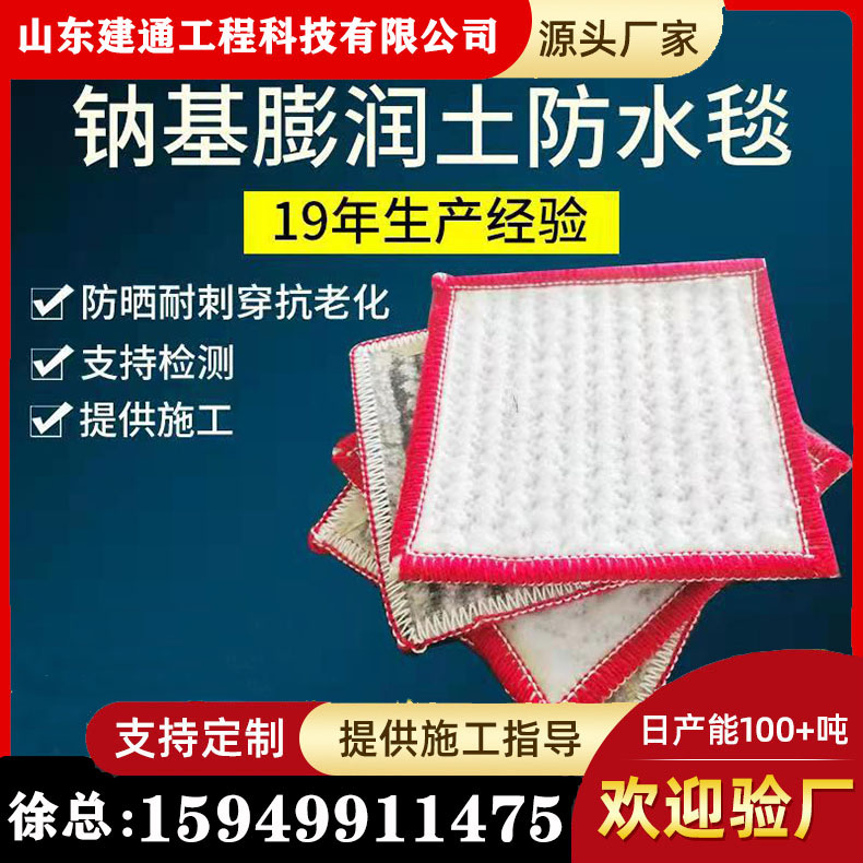 垃圾填埋場(chǎng)天然納基膨潤土防水毯GCL覆膜防水墊建通定制