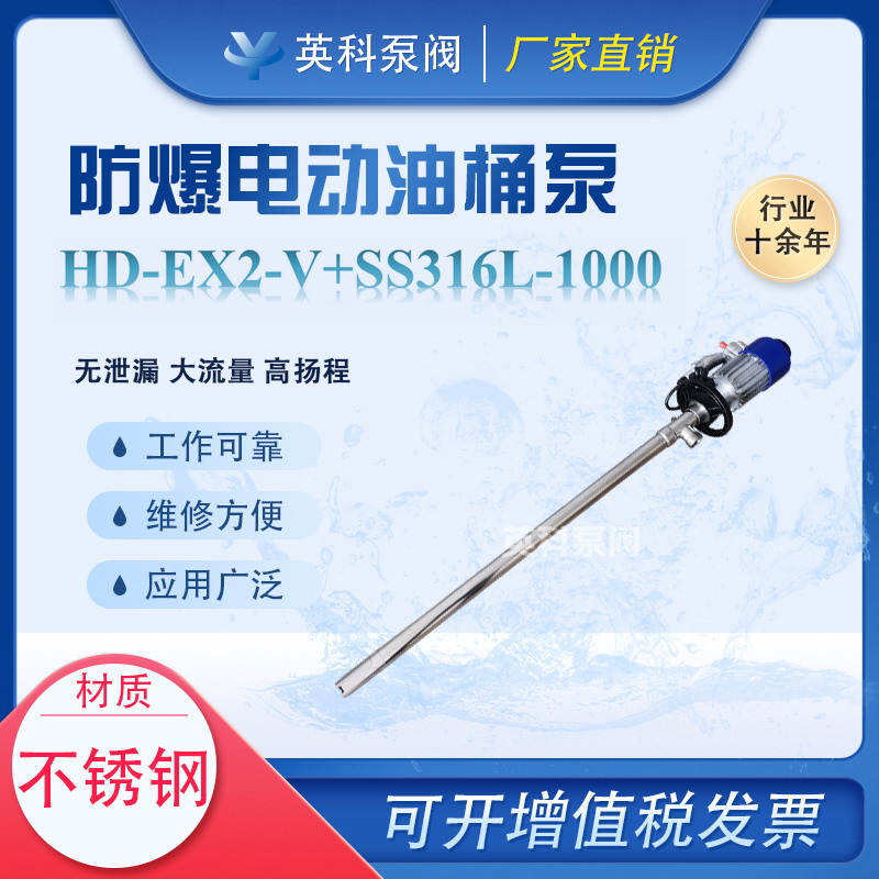 無(wú)軸封電動(dòng)抽液泵不銹鋼防爆ExHD-EX2-V SS316L-1000手提式