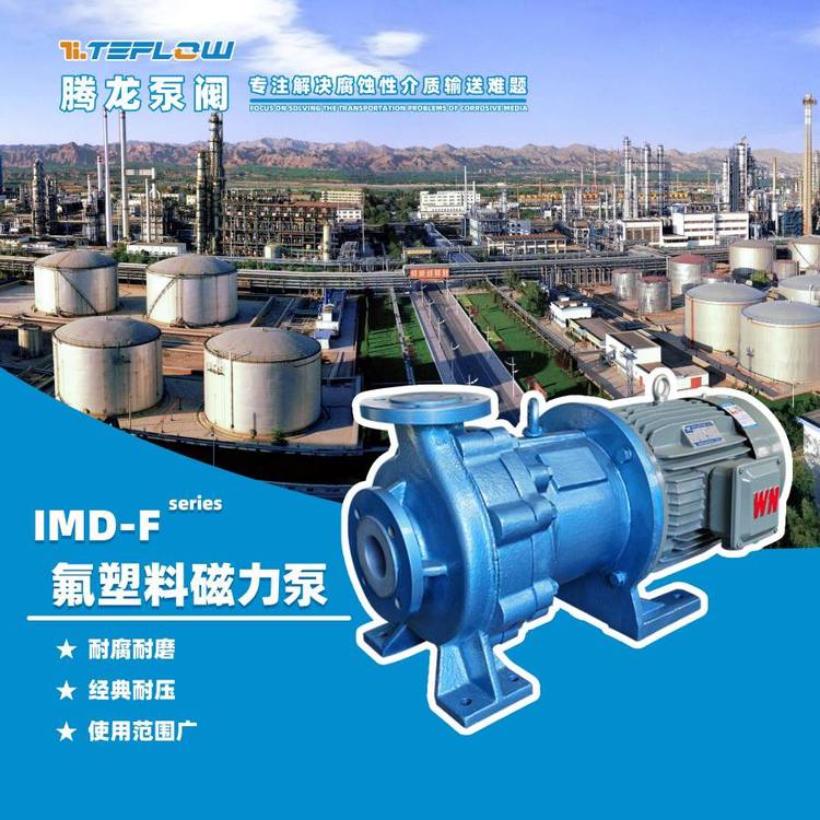 IMD65-40-200F耐酸堿磁力泵工業(yè)廢水循環(huán)泵襯氟泵廠家騰龍泵閥