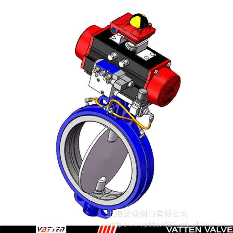 氣動膨脹對夾蝶閥，危險化學粉末介質蝶閥，上海法登閥門