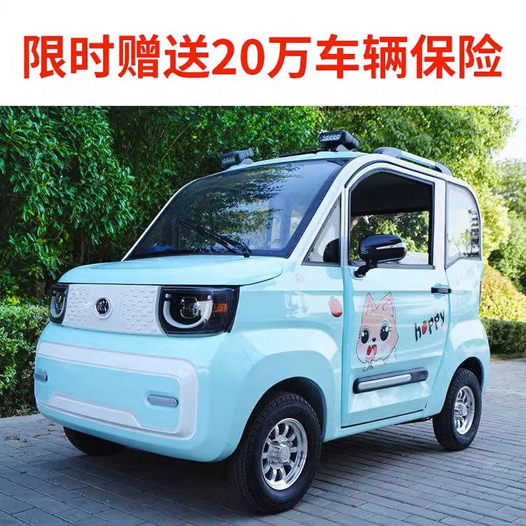 無需駕照的電動(dòng)汽車油電兩用車四輪封閉式金屬鐵殼