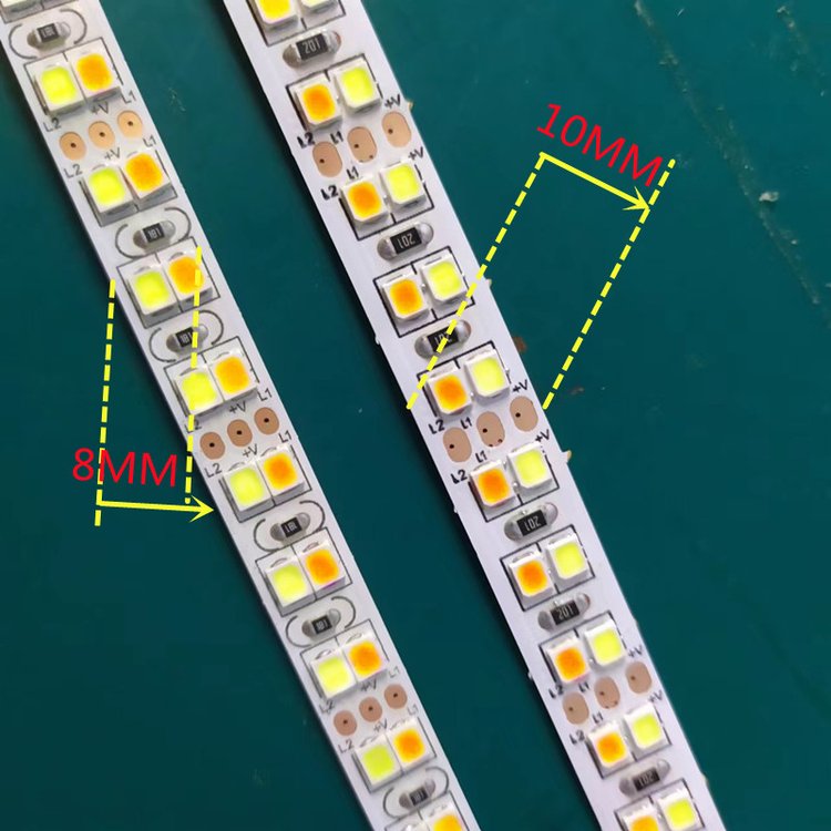 led雙色溫燈條2835白光暖光中性光240燈一米雙排高亮18W燈帶