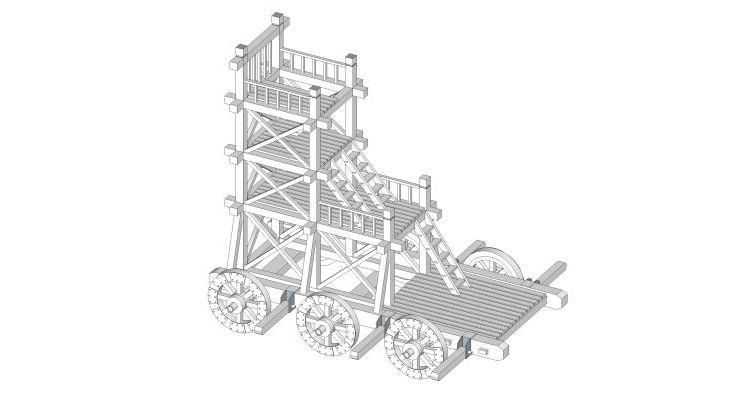 中裕木業(yè)古代云梯車(chē)攻城器械古戰(zhàn)車(chē)?yán)夏窘呈止ご蛟旃艖?zhàn)場(chǎng)景