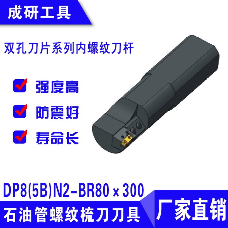 石油管螺紋梳刀刀具雙孔刀片系列內(nèi)螺紋刀桿DP8(5B)N2-BR80×300