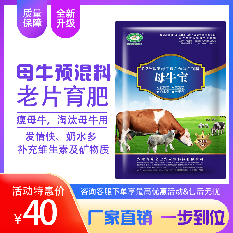 克侖巴安母牛寶繁殖母牛飼料添加劑提高配種產(chǎn)奶多促孕促發(fā)情催奶