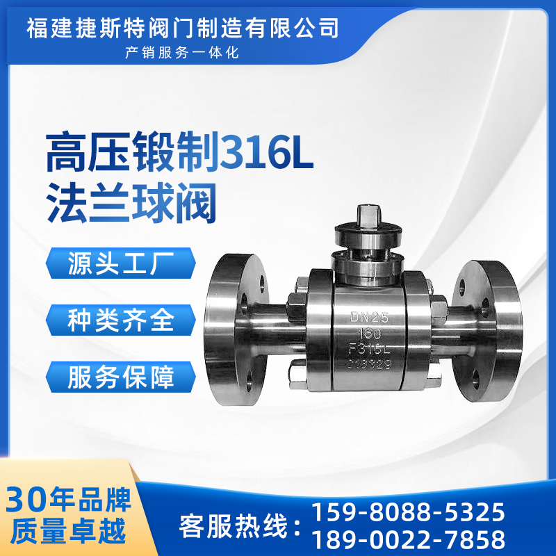 捷斯特Q41Y-160RL高壓鍛制316L法蘭球閥硬密封球閥