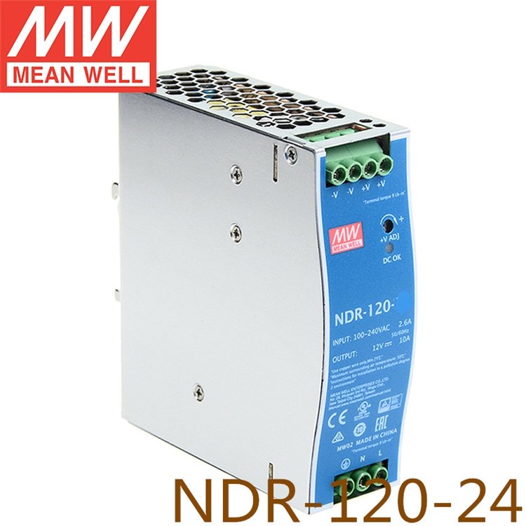 （MEANWELL）NDR-120-24帶PFC導軌開關電源明緯電源24v