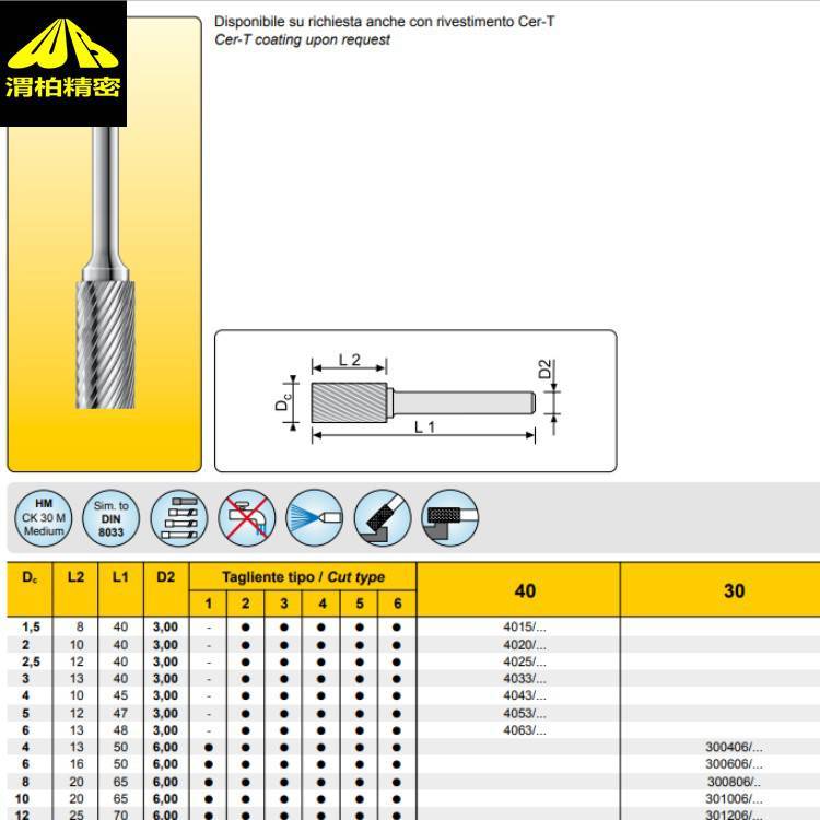 意大利CERIN旋轉(zhuǎn)銼cerin硬質(zhì)合金材質(zhì)適用于所有材料和工況的加工